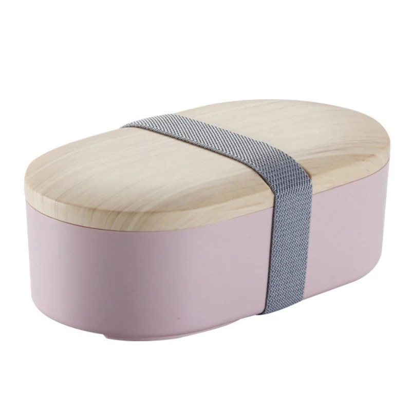 Oval Pink Новая двухслойная Студенческая коробка для завтрака пластиковая коробка для бенто портативный герметичный контейнер для хранения еды контейнер - Color: Oval Pink