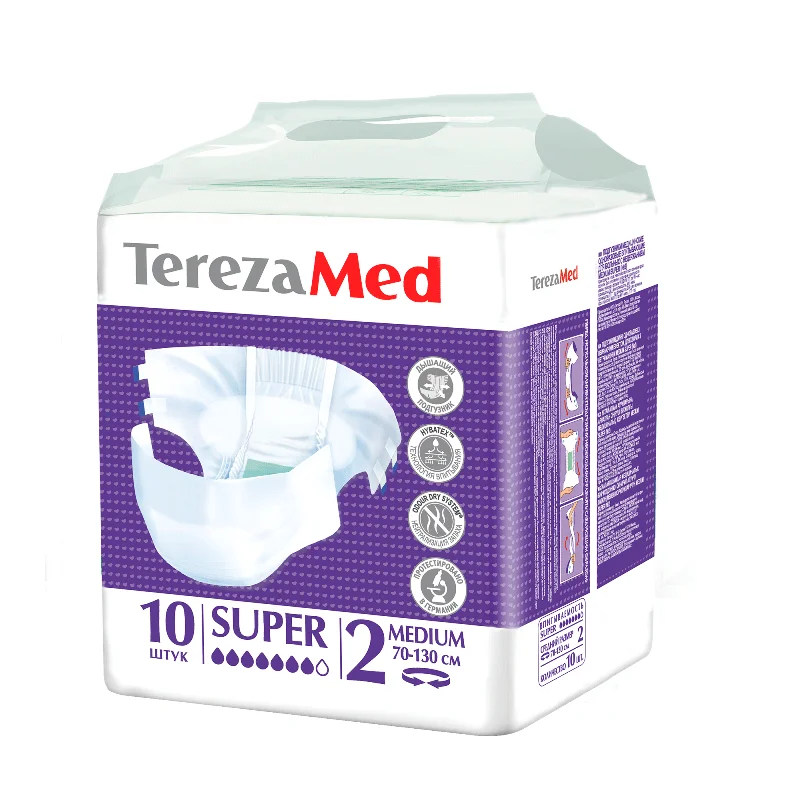TerezaMed Подгузники для взрослых Super Medium (№2) уп.10шт памперсы терезамед взрослые