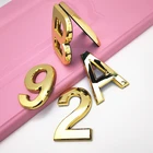 7 см 3D зеркало золотое цифровой номер дома Гальваника Пластик 0-9 A-Z номер и буквы знак этикетка Главная дверная фурнитура