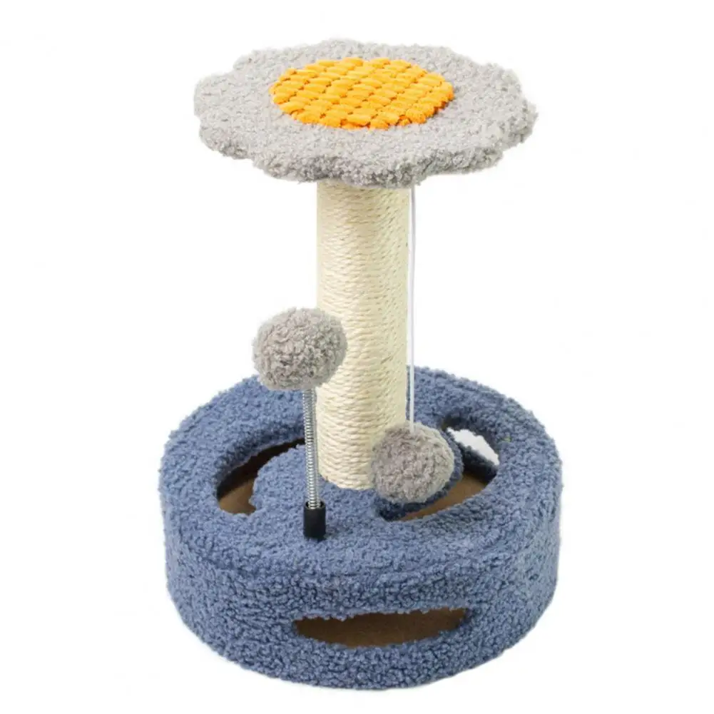 

50% HOTCat Climbing Frame Sunflower Shape Tear-resistant Sisal Cartoon Kitten Scratching Post with Pompom Pet Supplies