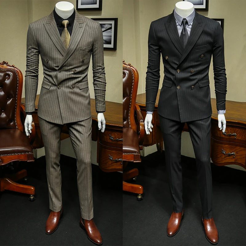 

XM geeki Men's double breasted European and American slim and handsome wedding dress business leisure suit