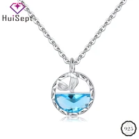 huisept women necklace 925 silver jewelry with sapphire gemstone pendant accessories for wedding promise engagement party gift