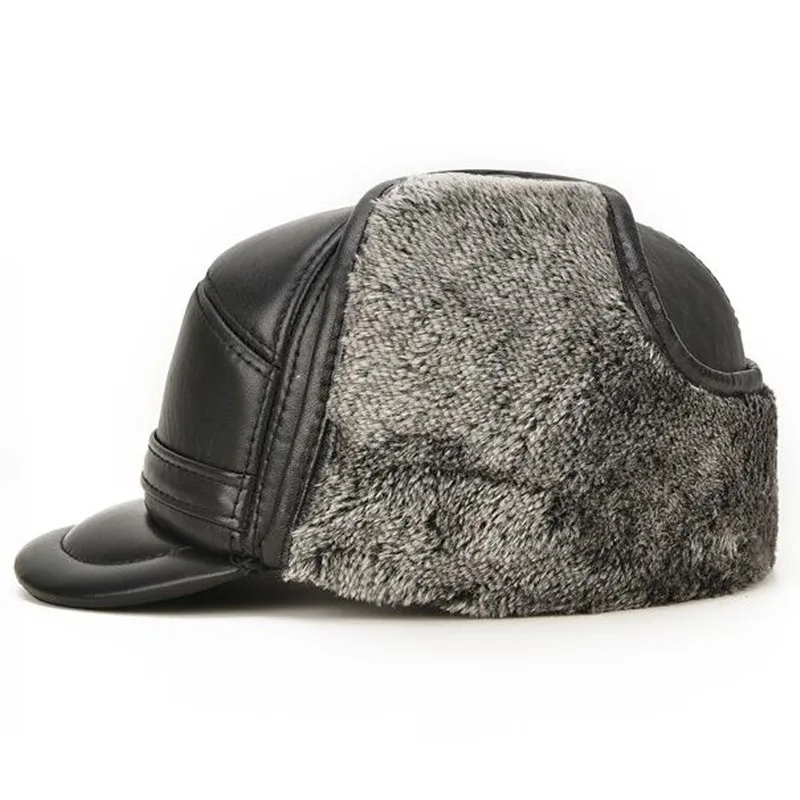 SHALUOTAOTAO Winter Thermal Ear Protectors Bomber Hats For Men's Fashion Thicken Sheepskin Genuine Leather Hat Brands Dad's Cap