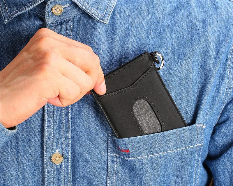 Bisi Goro RFID Блокировка кредитный держатель для карт Anit-theft кошелек карта для мужчин и женщин автоматический всплывающий Чехол для карт кожаный держатель для ID