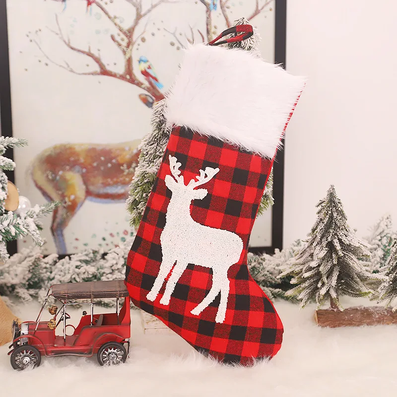 2020 Navidad Plaid Christmas Socks New Year Party Gifts Noel Kerst Ornaments Xmas DIY Natal Decorations for Home Decor | Дом и сад