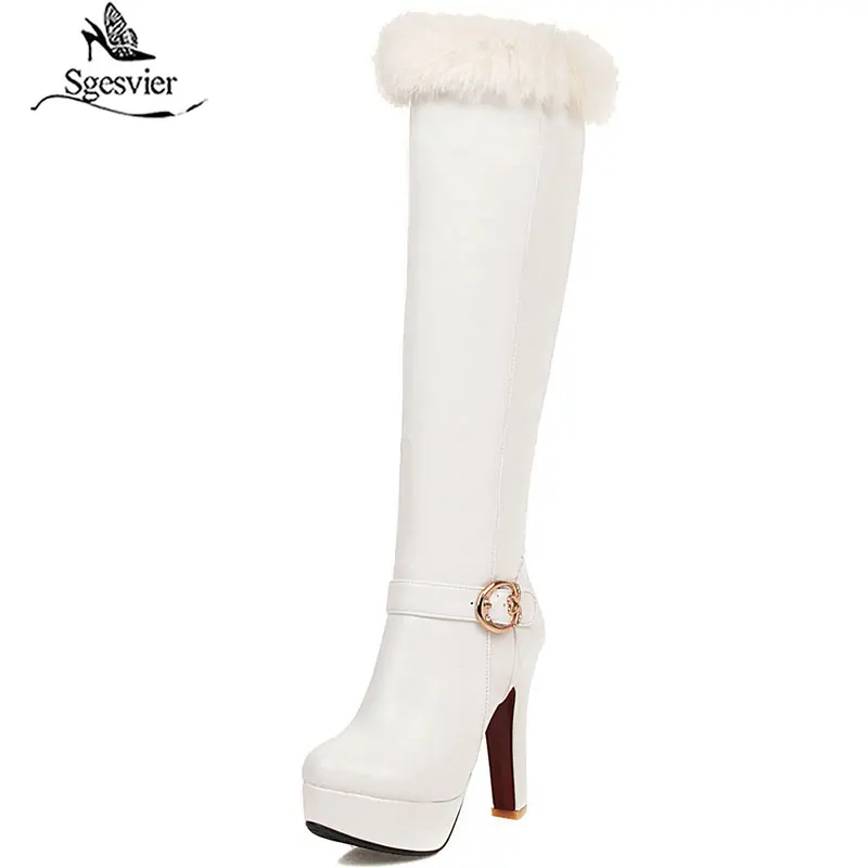 

Sgesvier/модные пикантные высокие черные сапоги на платформе; Вечерние сапоги до колена на высоком каблуке с искусственным мехом и кисточками и...