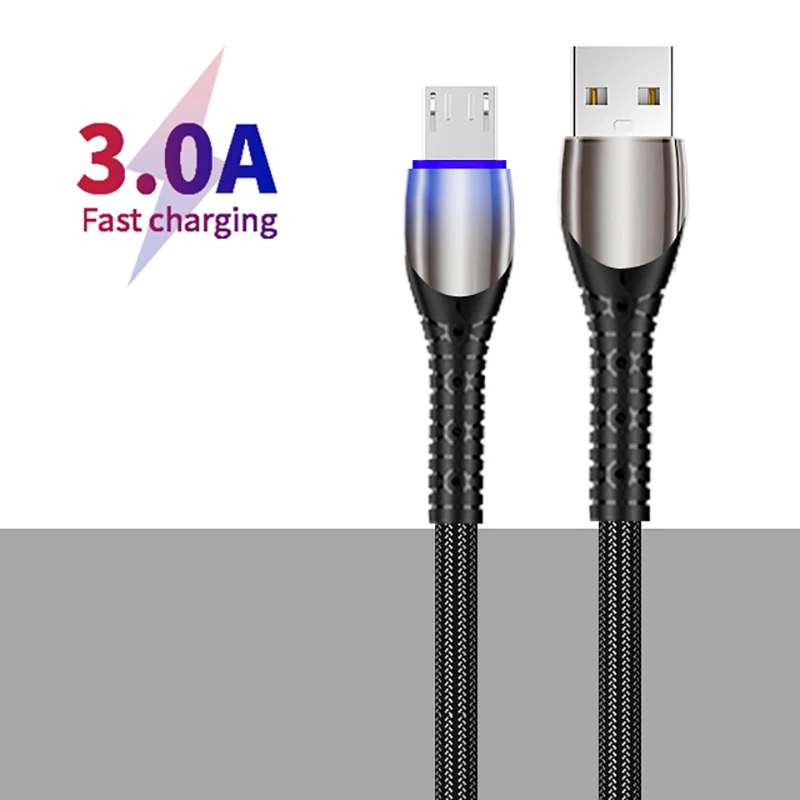 Кабель Micro USB 3 A для быстрой зарядки смартфонов Samsung S7 Xiaomi HTC LG Huawei Android 1 м шнур и