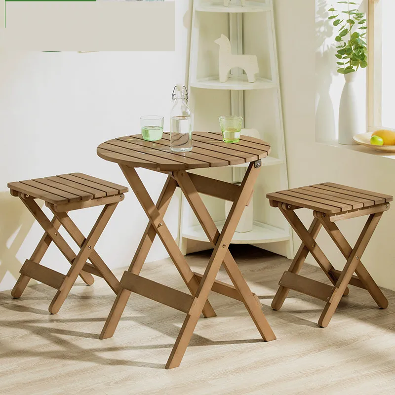 Складной стол из цельного дерева простой портативный уличный обеденный и стулья