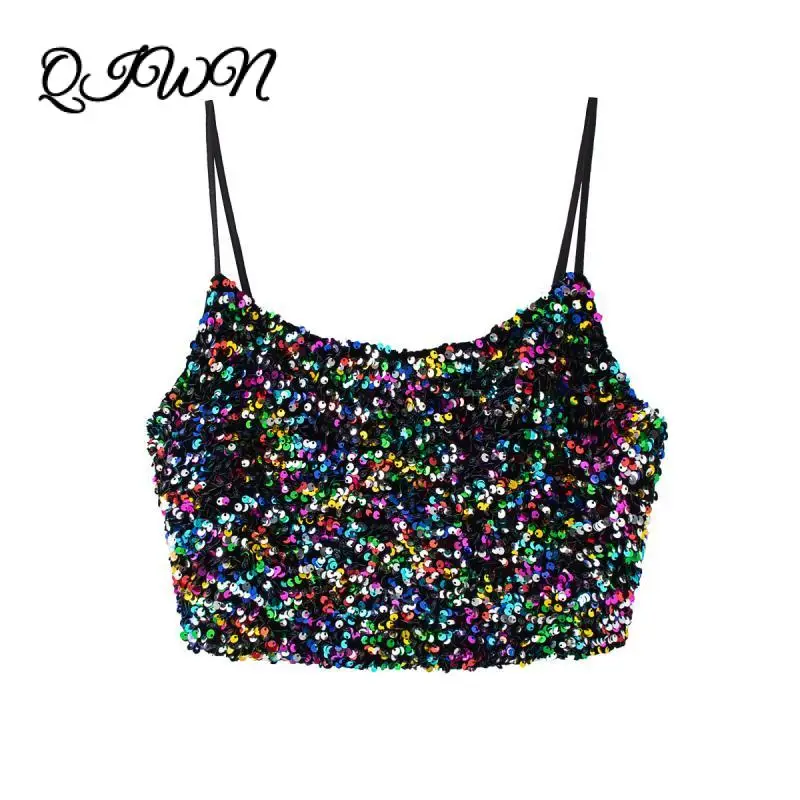 Бренд 2020 летний женский костюм с блестками и бисером короткий слинг + мини юбка