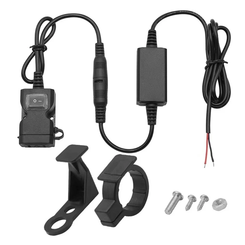 

Easy Installation 12V Motorbike Power Supply Socket with Dustproof Cover Dual USB Charger Handlebar Extension Charger