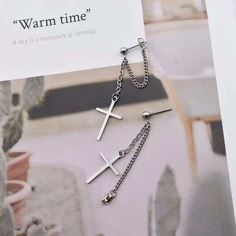

Elegant Cross Dangle Earrings For Women Girls Gothic Religious Punk Style Big Hoop Chain Cross Statement Earring Fashion Jewelry