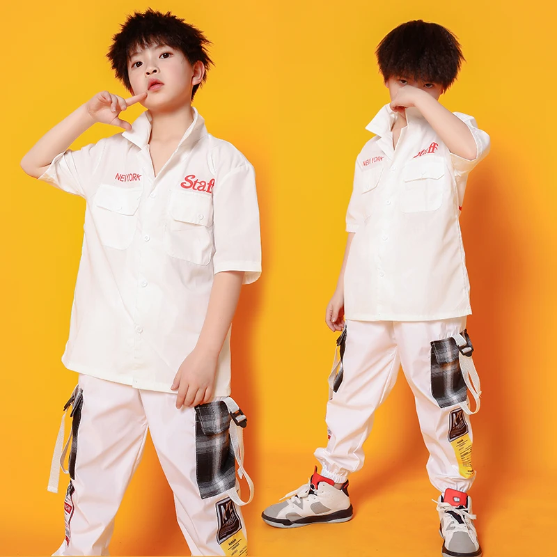Детская одежда для фестиваля в стиле хип хоп белая футболка повседневные штаны