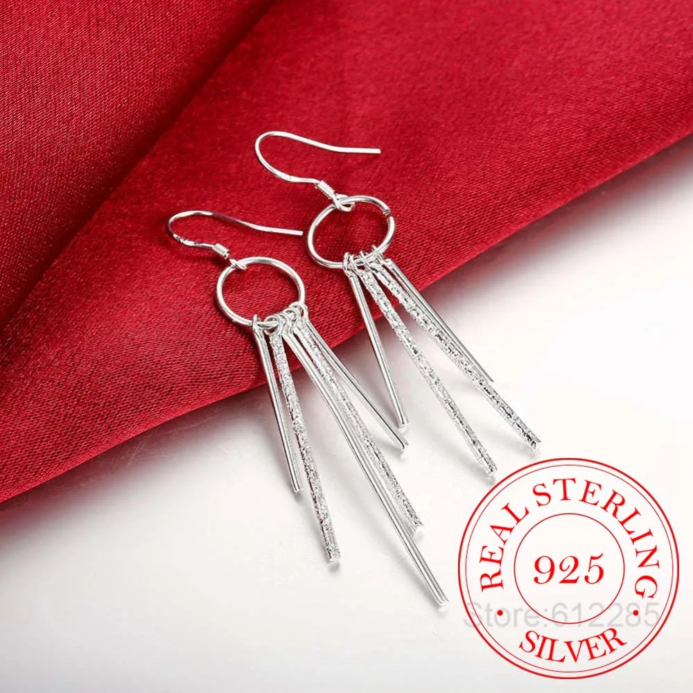 

100% 925 Sterling Silver Earring,Wedding Party Jewelry Gift,Korean Stick Vintage Long Tassel Drop Earrings For Women 2020/jkjew