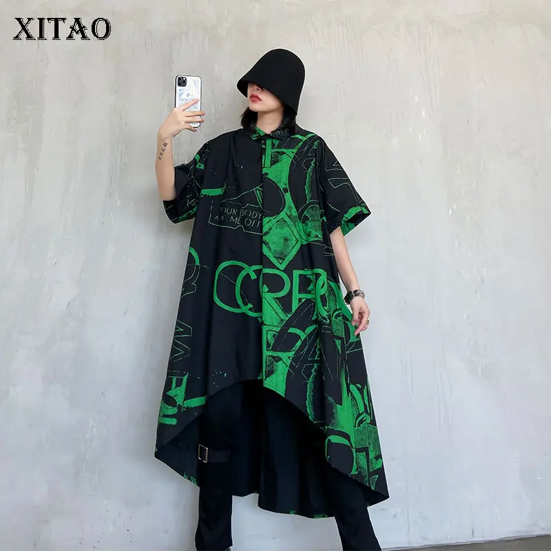 XITAO модная с принтом из букв платье для женщин Большие размеры свободные платья