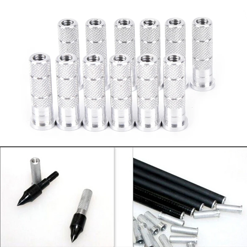 

12 Pcs Arrow Insert ID6.2mm OD7.6mm Aluminum Arrow Insert For Carbon Arrow Shaft Archery And Hunting