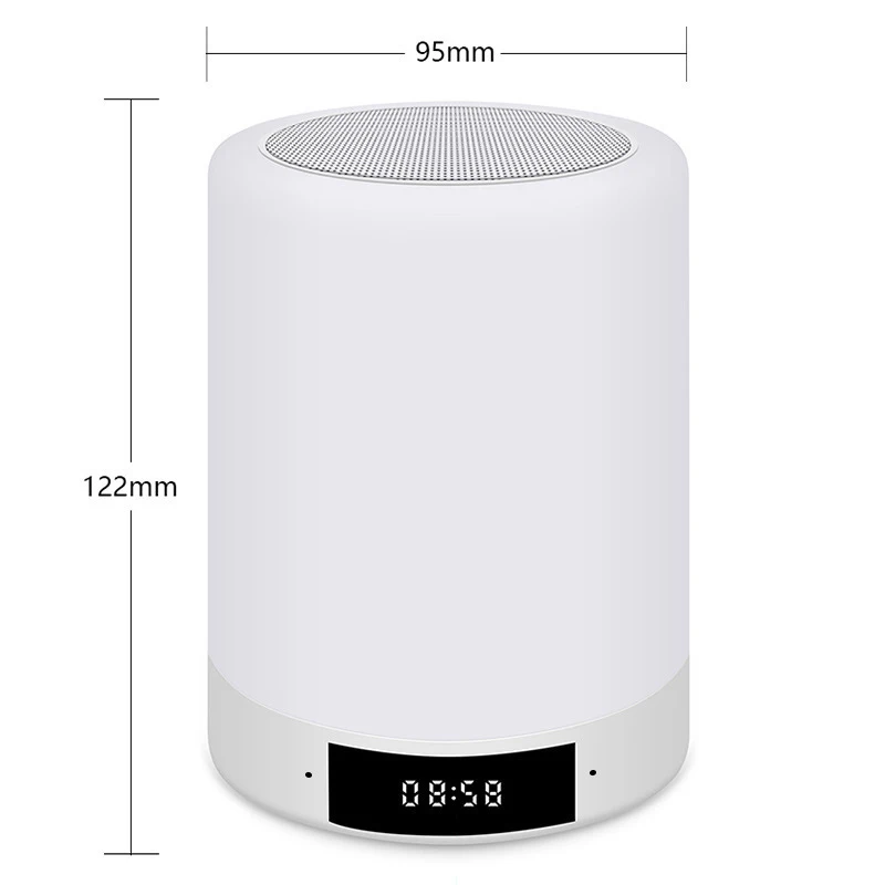 

2021 Hot Sale Night Lights Bluetooth Speaker With Alarm Clock MP3 Music Player FM Radio Touch Control LED Lamp Dimmable Lights