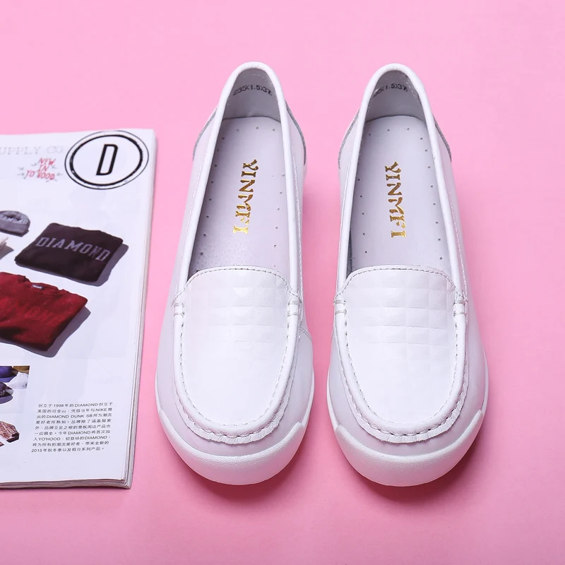 

Weideng Leather Rubber Sole Increased Wear Resistant Round Head Nurse Shoes Work Flat Bottom Leisure Comfortable Autumn Women