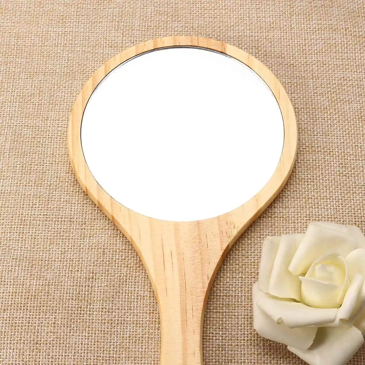 Новый Большой Круглый Деревянный винтажный ручной зеркальный Макияж