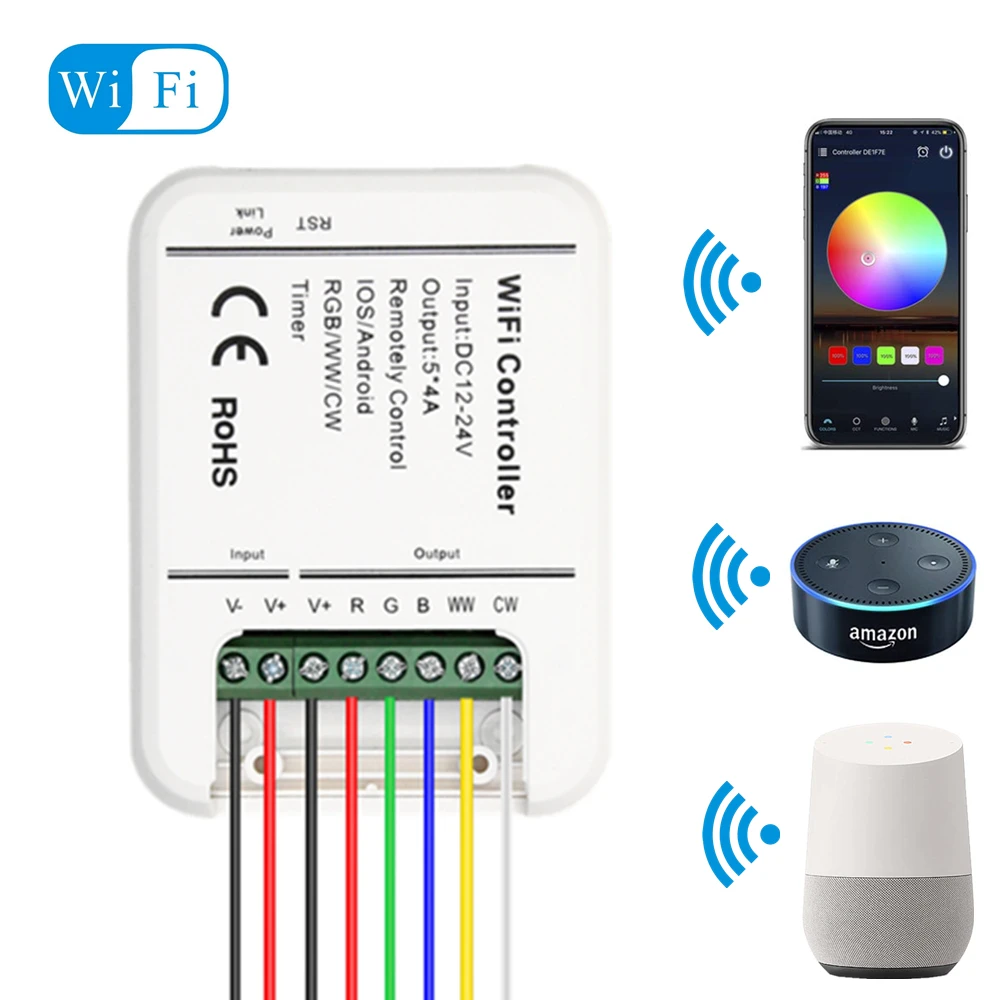DC12V 24V Wi Fi светодиодный Управление RGB/RGBW/RGBWW светодиодные ленты 16 миллионов Цвета