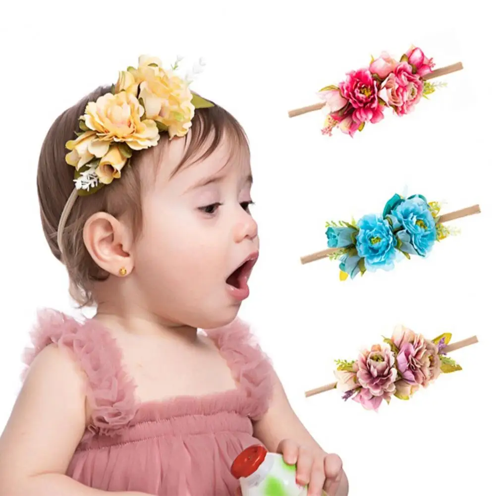 Diadema de estilo campestre para beb&eacute;, cinta para el pelo de estilo campestre, Rosa transpirable, creativa-2