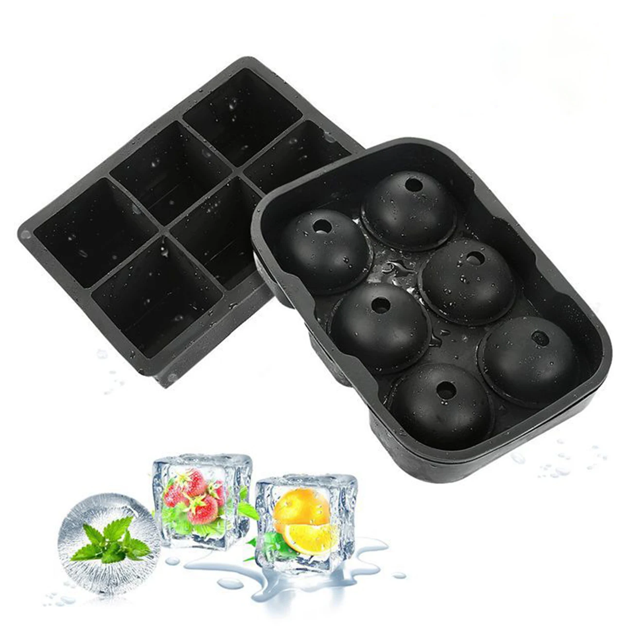 

6 Cell Ice Ball Mold Camping Cooler Silicone Ice Cube Trays Whiskey Ice Ball Maker Silicone Molds Maker Camp Cooking Supplies
