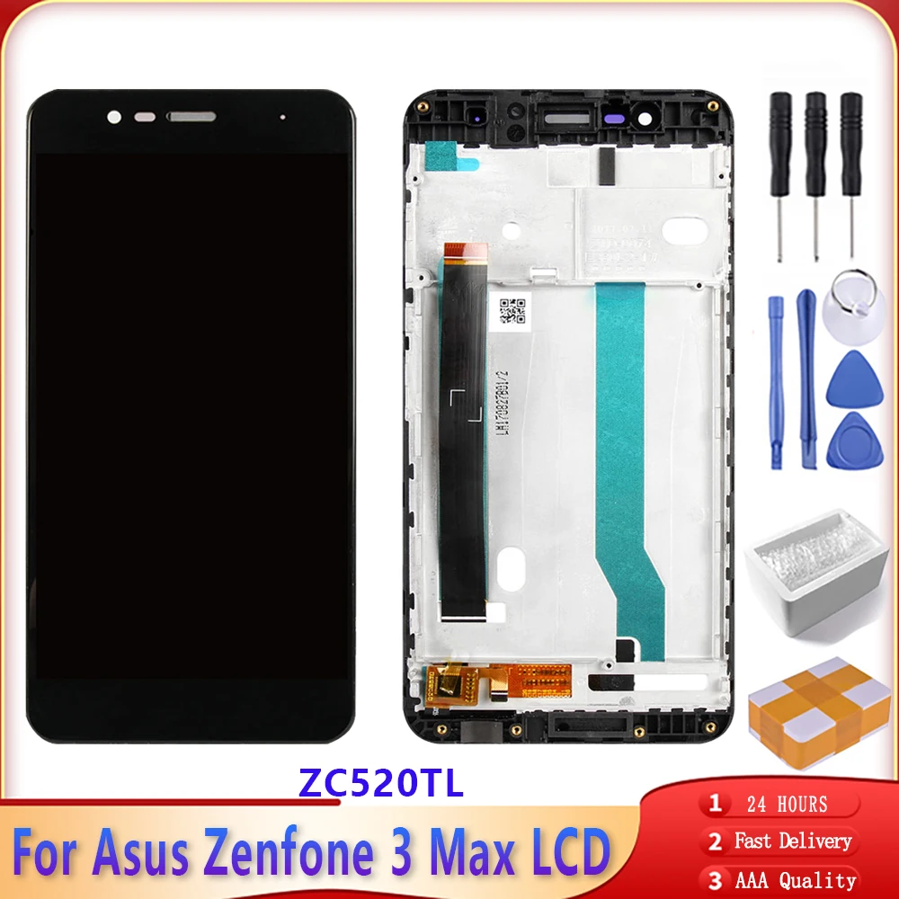 ЖК-дисплей 5 2 дюйма AAA +++ для Asus Zenfone 3 Max ZC520TL X008D сенсорный экран с рамкой и