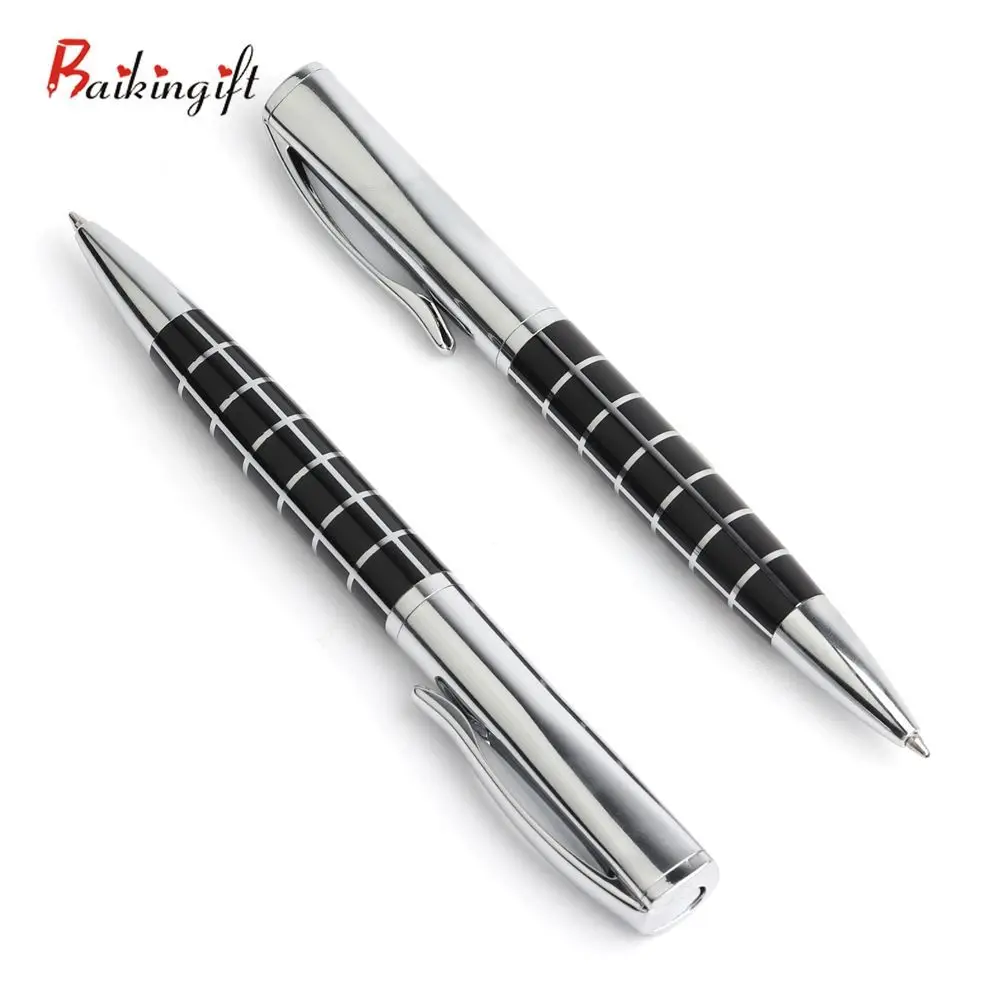 

Шариковая ручка в клетку с металлическим корпусом, стильная вращающаяся масляная ручка из нержавеющей стали