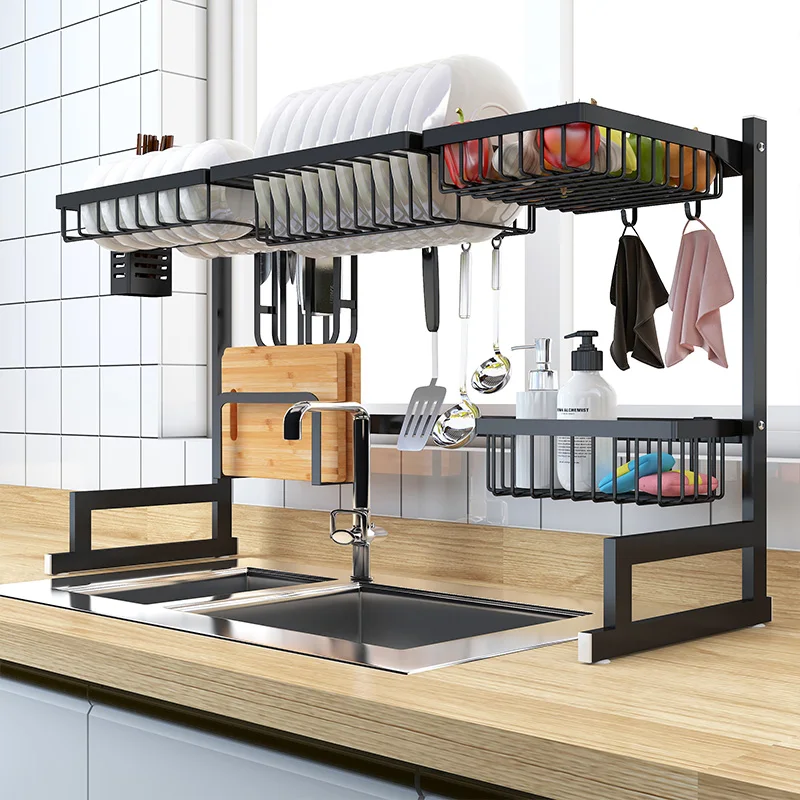 

Dish Drainer Rack Holder Black Stainless Steel Kitchen Sink Rack