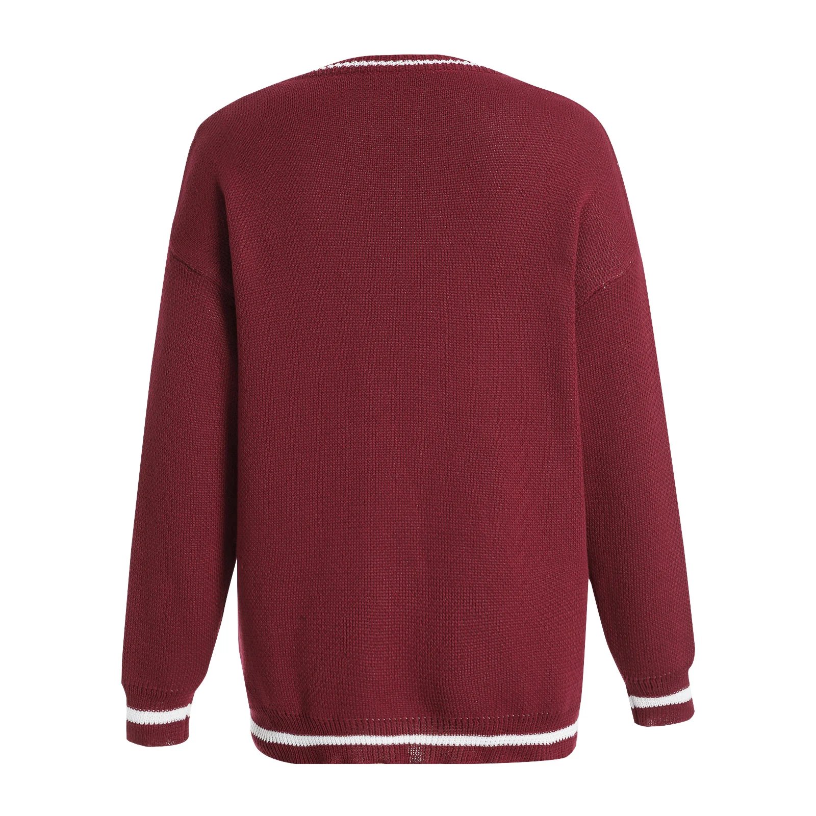 Женский трикотажный свитер в рубчик Gaono с V-образным вырезом и ярким принтом