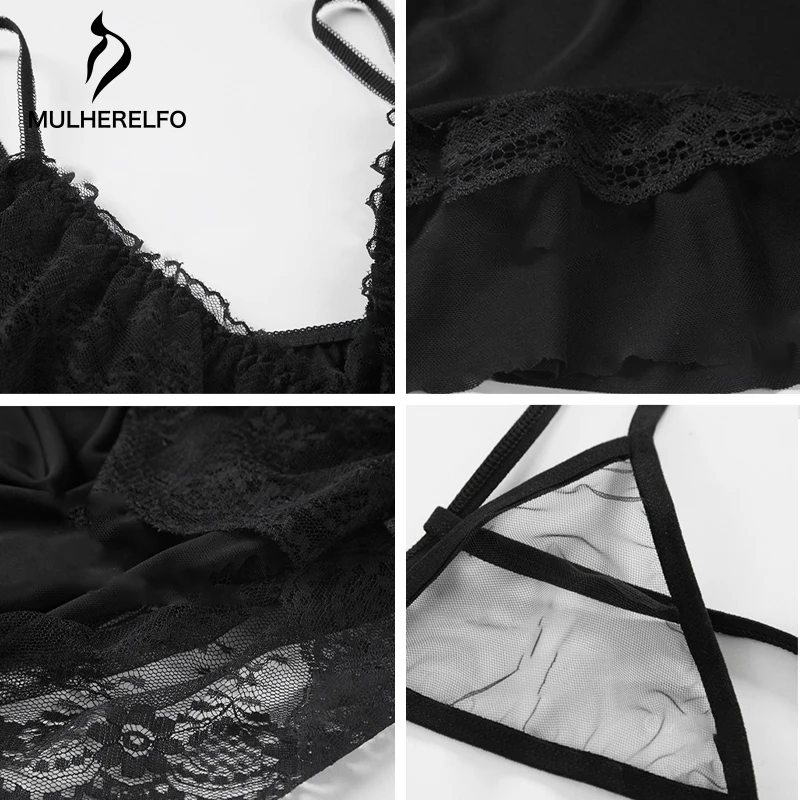 

Sexy V Collar Spaghetti Strap Women's Nightdress Temperament Backless Female Sleepwear Temptation Perspective Mesh Night Clothes