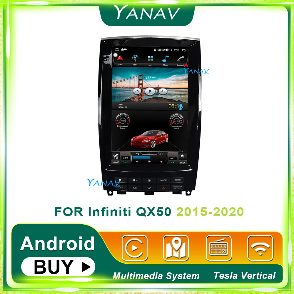 

Tesla vertical screen car video GPS navigation for-infiniti QX50 2015-2020 car stereo Android multimedia auto radio DVD player