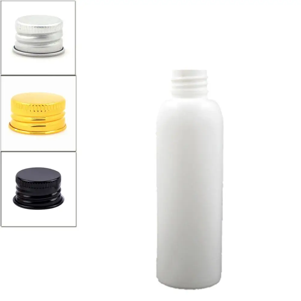 

60ml empty Plastic Bottles, white PE bottle with Lined Aluminum Silver/gold Lid cap X10