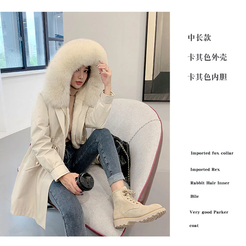 Женская длинная парка с капюшоном теплая Толстая воротником из натурального