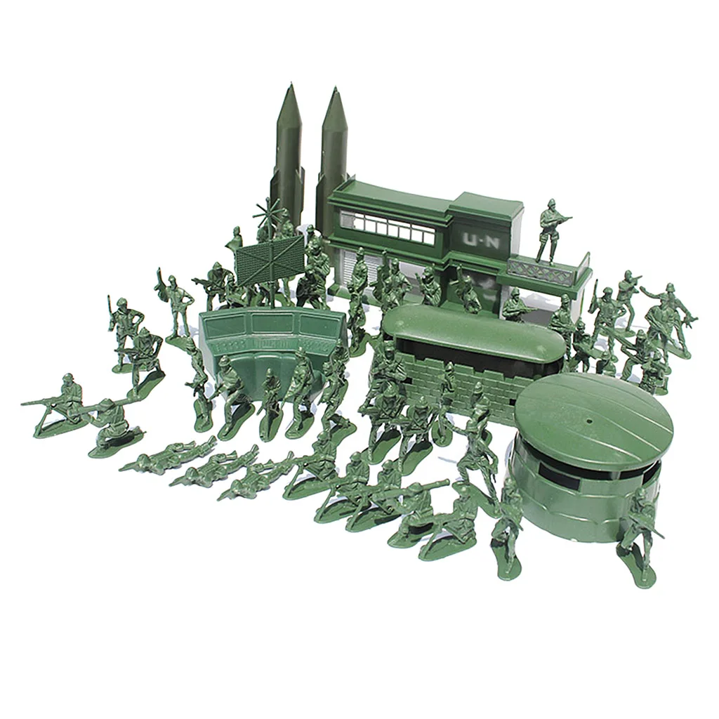 

56pcs Plastic Playset Toy 5cm Soldiers Army Figures & Accessories