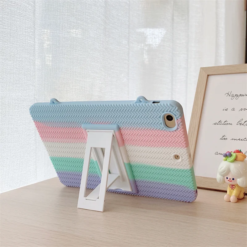 Цветной чехол для iPad Mini 6 6th 5 Air 4 3 2 1 10 9th Pro 9 7 11 безопасный силиконовый с подставкой