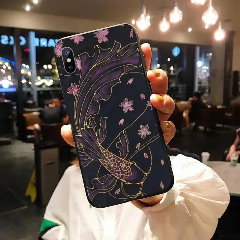 

Chinese Koi Fishes Painting style Phone Case for iPhone 11 12 pro XS MAX 8 7 6 6S Plus X 5S SE 2020 XR