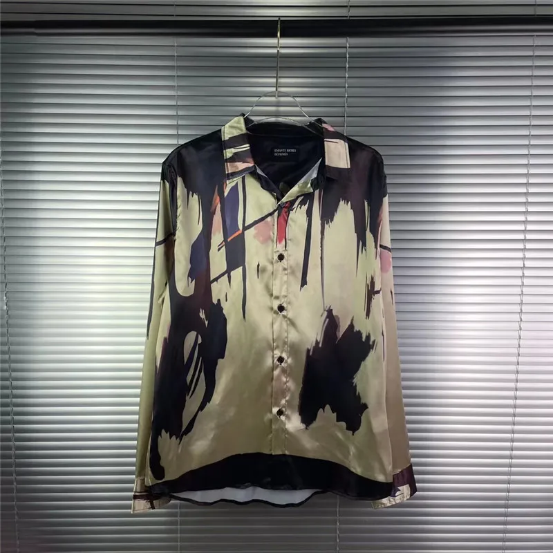 

2021 ERD Silk Shirt Hip-Hop Streetwear melancholy Rich Second generation abstract art Tops New Style Women Men Slim E.R.D shirts