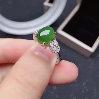 classic 925 silver jade ring for daily wear 6mm8mm natural green jade silver ring sterling silver jade jewelry