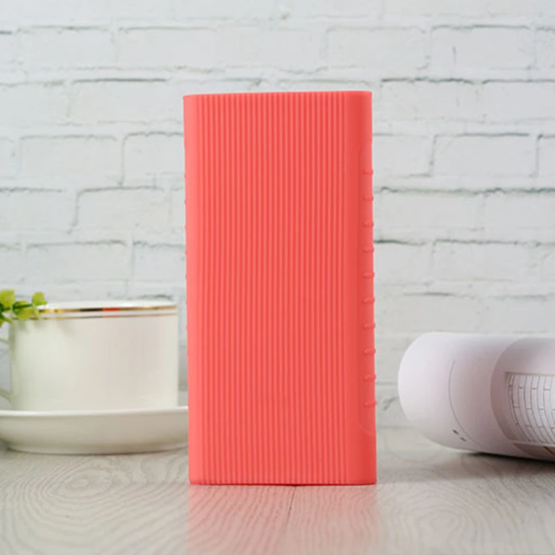 pink Защитный чехол для нового Xiaomi power Bank 2 10000 MAh двойной USB порт силиконовый чехол для телефона power макет банка PLM09ZM - Цвет: pink