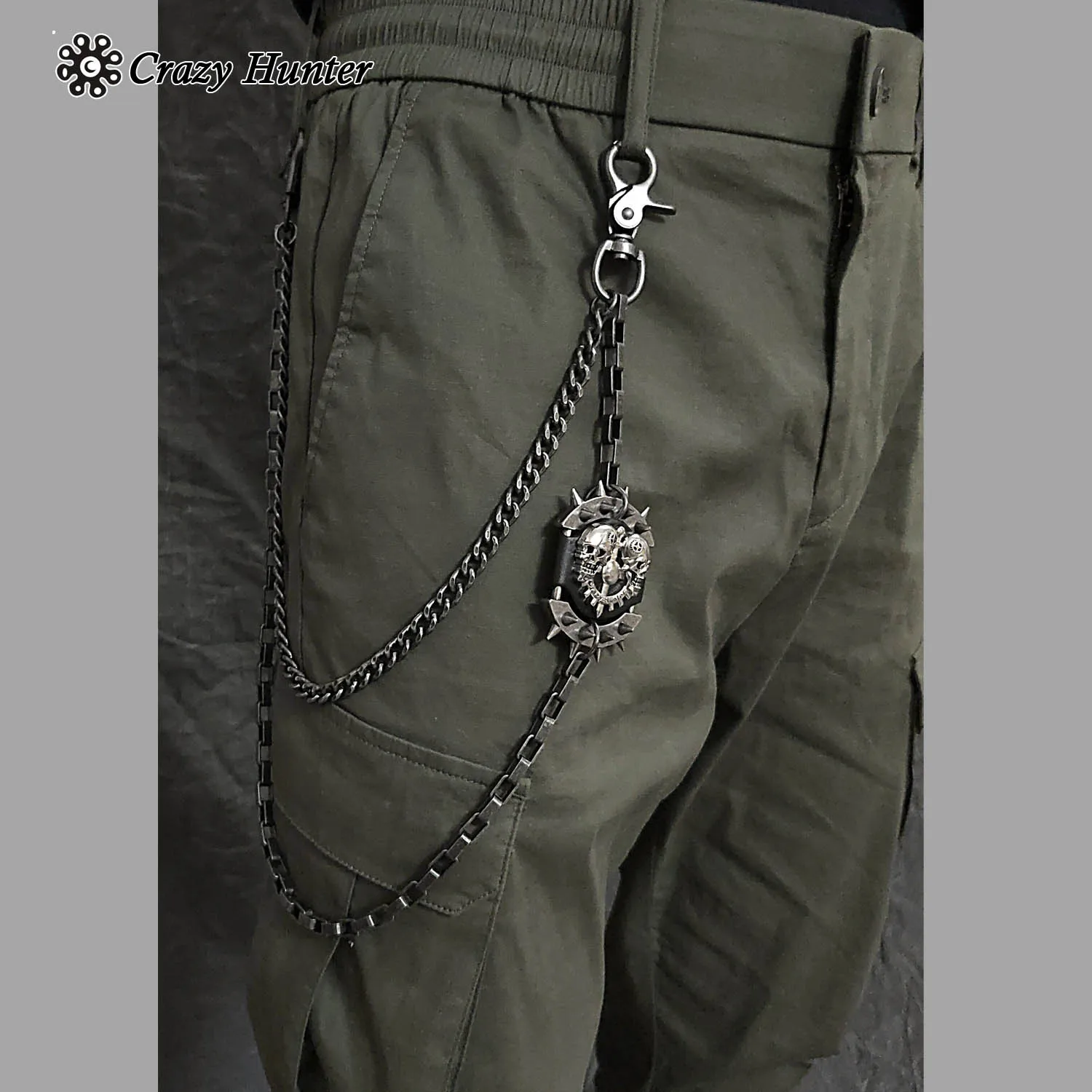 Череп хип хоп брелок для ключей в стиле панк байкерский кошелек цепочка |