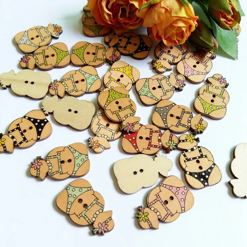 50 шт./упак. Милая Сексуальная Женская деревянная ручная работа смешанные цвета