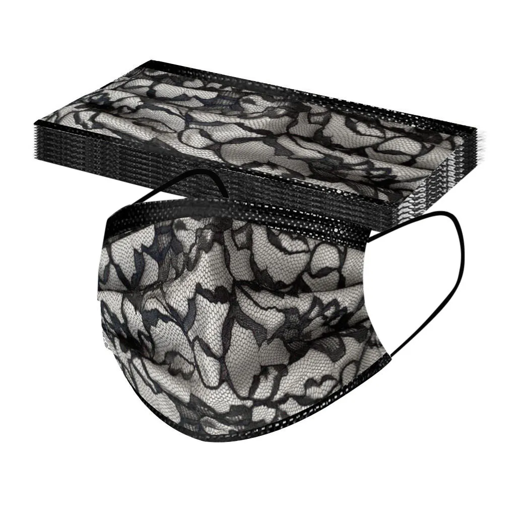 

10 шт., Черная кружевная дизайнерская маска для лица для взрослых