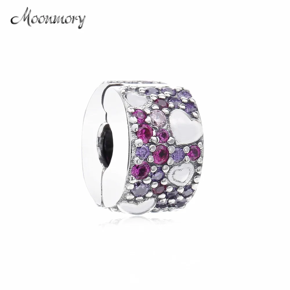 Moonmory искусственное серебро блестящее зеркало сердце красный и прозрачный CZ