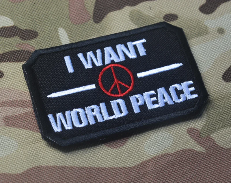 Военные тактические Заплатки с крючком и надписью I WANT WORLD PEACE|Заплатки| |