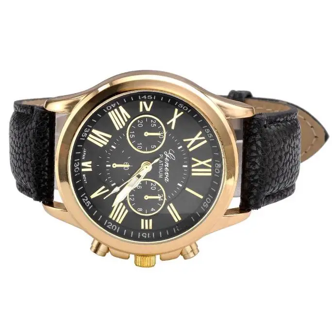 

Women's Fashion Geneva Roman Numerals Faux Leather Analog Quartz Wrist Watch Casual Women's Watch Romantic Watch Gift