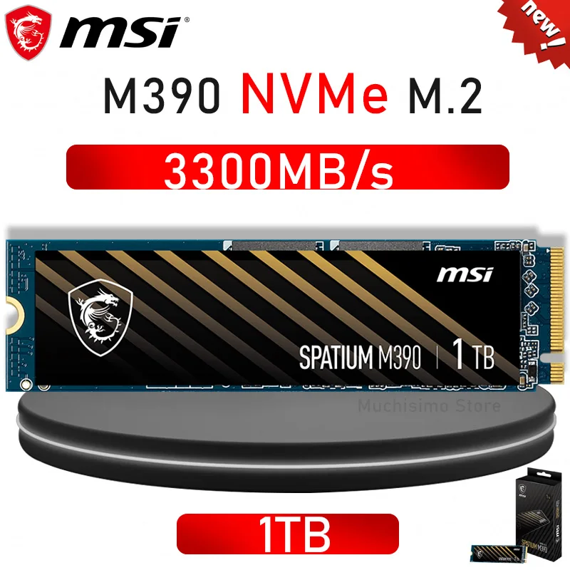 

MSI SPATIUM M390 NVMe M.2 1TB SSD For Notebook Desktop laptop 1TB SSD M.2 SSD NVMe 1.4 PCIe Gen3x4 PHISON E15T 3300MB/S New