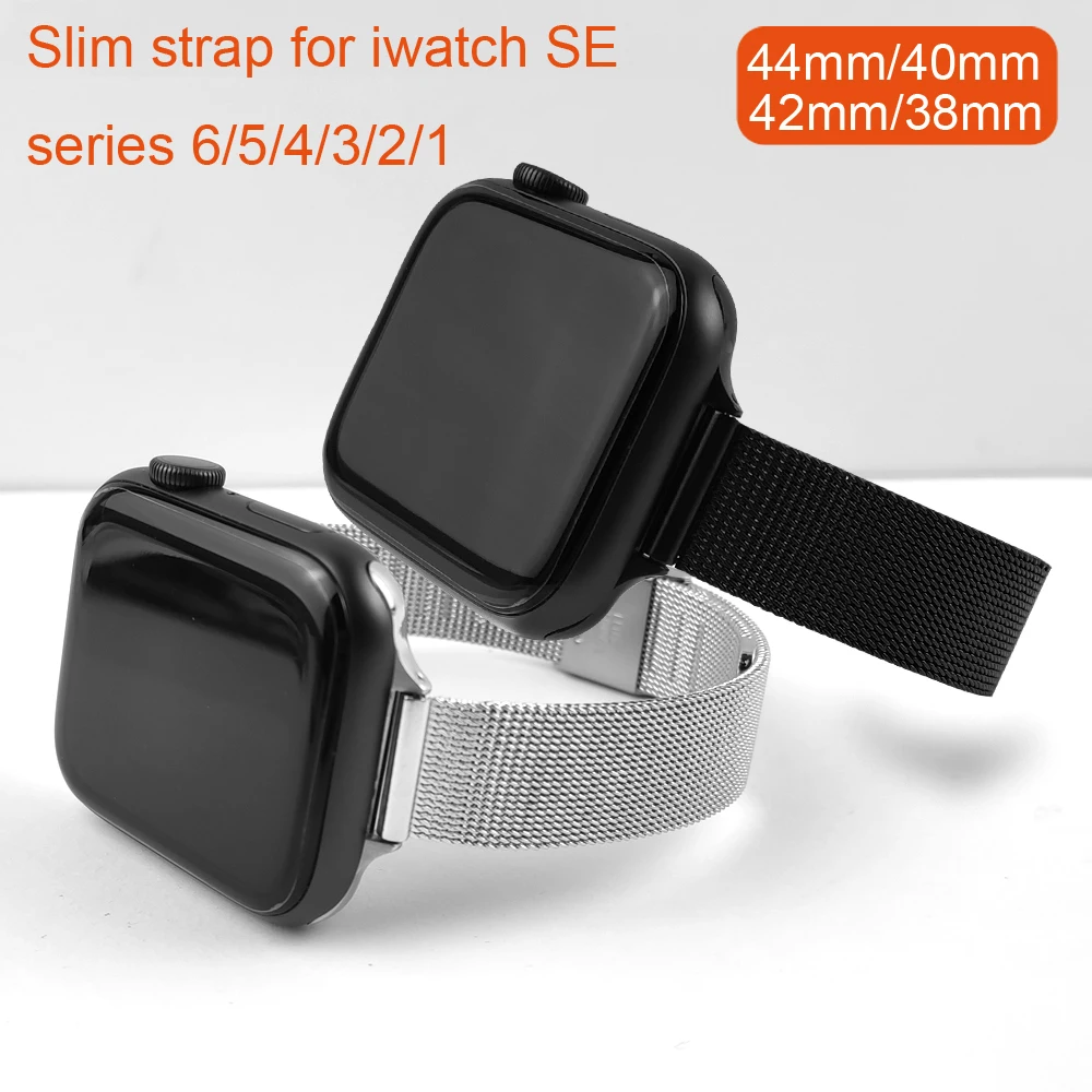 

Тонкий ремешок для Apple Watch Band SE Series 6/5/4/3/2/1 38 мм 42 мм 40 мм 44 мм, браслет из нержавеющей стали для iWatch SE для мужчин и женщин