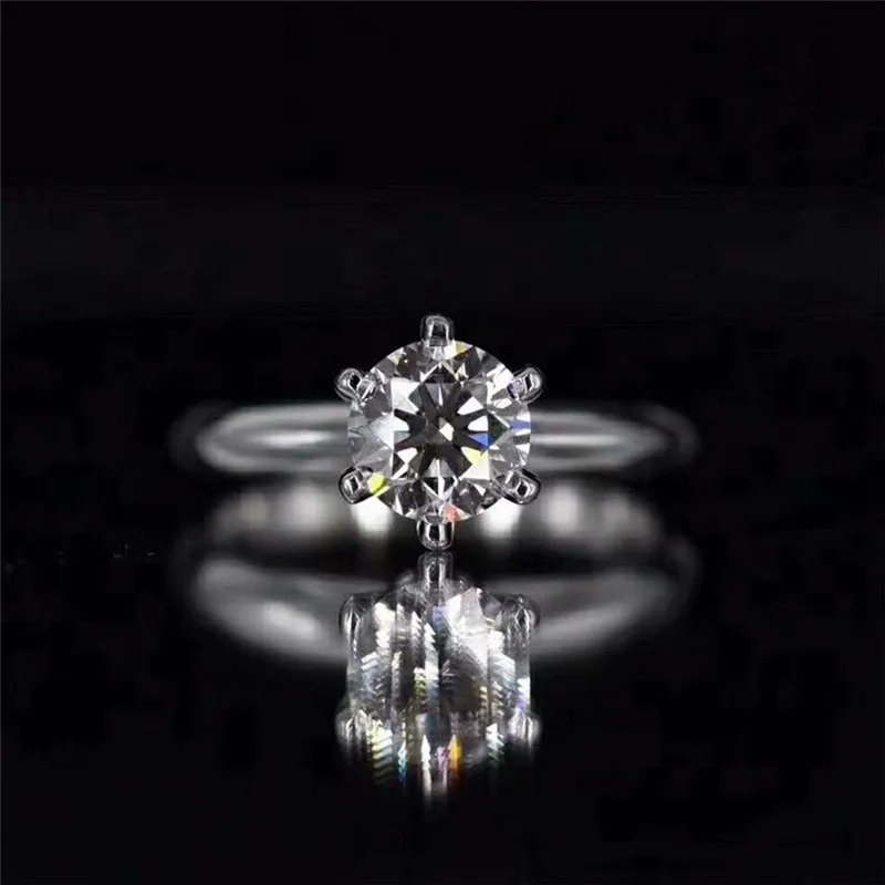 

С покрытием 18-ти каратным белым золотом тутовом каменное кольцо Для женщин роскошное бриллиантовое кольцо Для женщин шести-Алмазный Коготь...