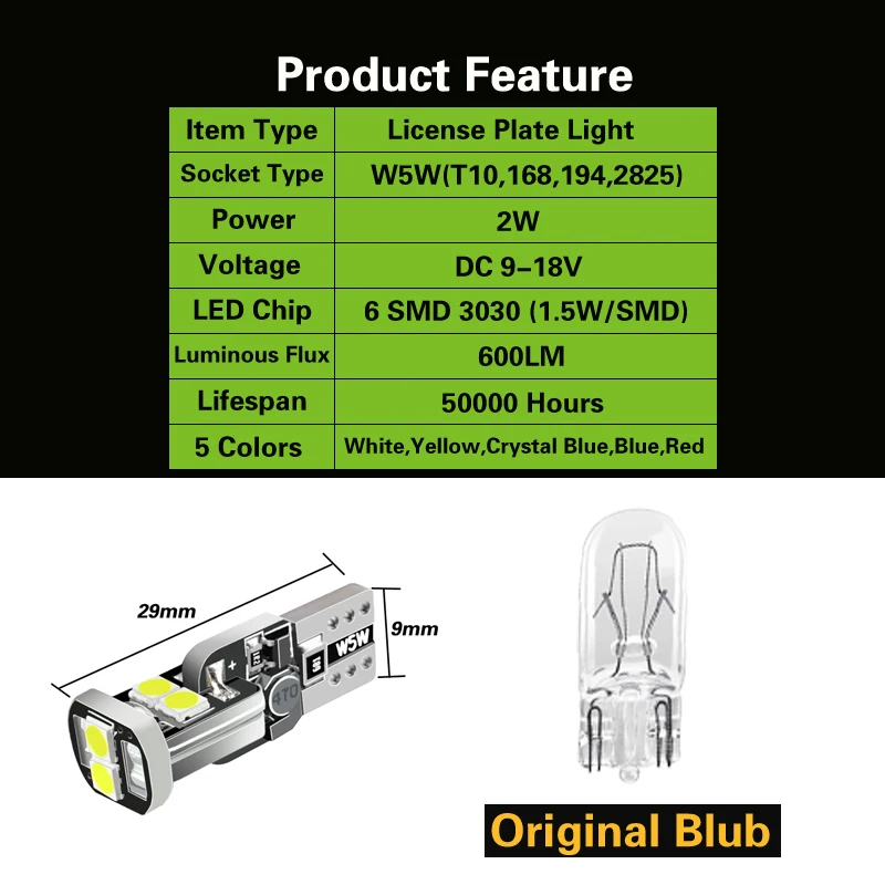 2x LED License Plate Light Bulb W5W T10 Lamp Canbus For Subaru Legacy Forester Impreza Outback Tribeca BRZ WRX STI XV Crosstrek |