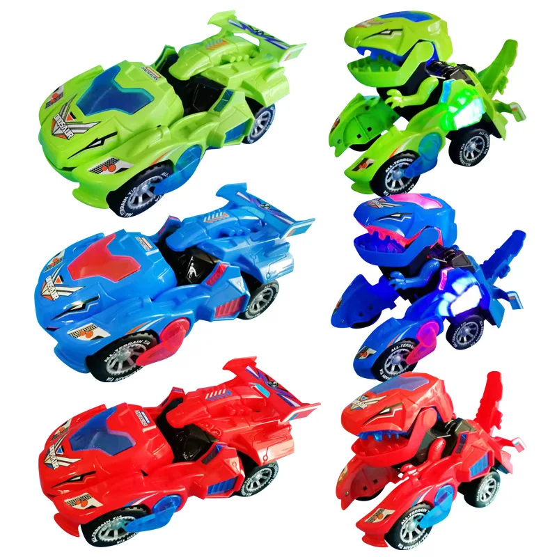 Creative LED Deformed Dinosaur Car Universal Wheel deform Robot Vehicle Toy With Lights Sounds Christmas Gift for Kids | Игрушки и хобби